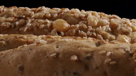 video of rotating bread with flax and sunflower seeds