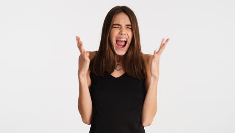 Caucasian-furious-woman-posing-in-front-of-camera.