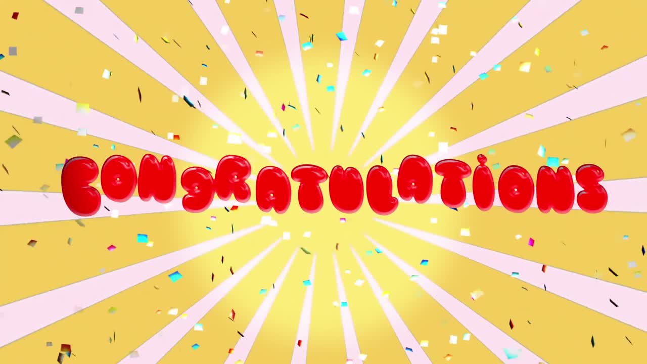 Congratulations written on rotating yellow and white stripes