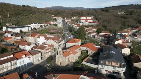 aerial view of san fiz church, vilar de barrio, ourense, galicia, spain