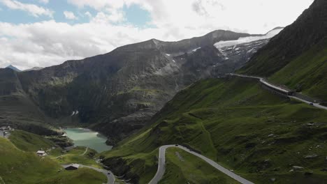 a lake called margaritze reservoir in austria, next to the grossglockner