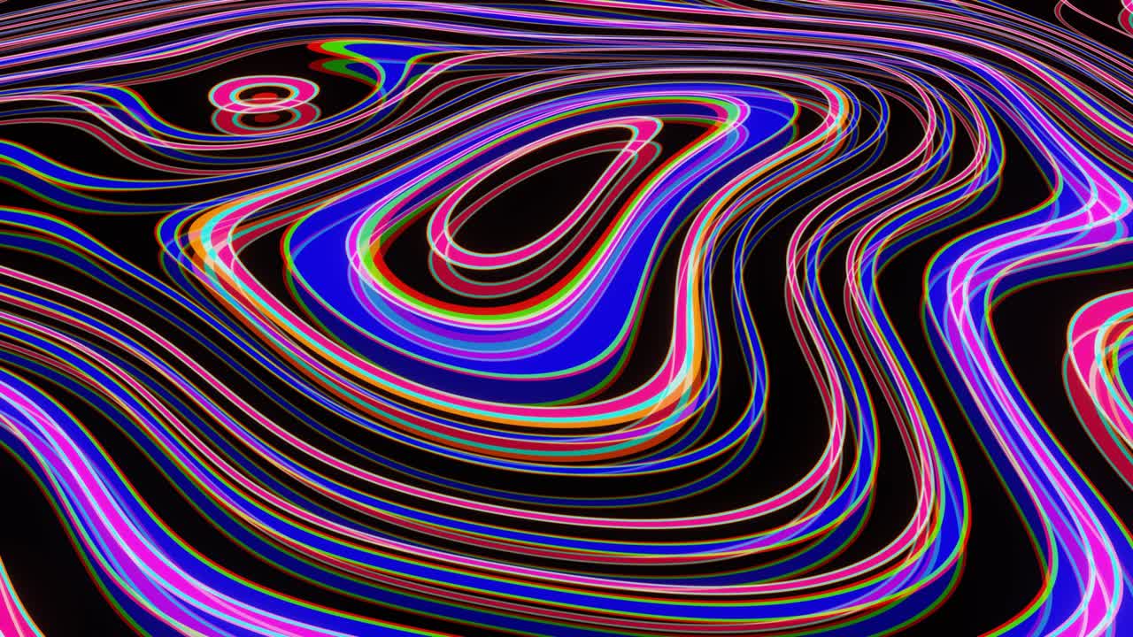 Looped animation of divergent neon waves