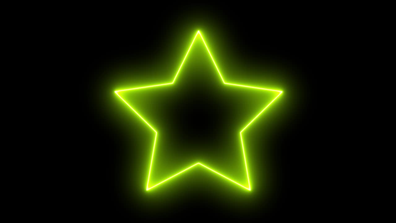 Estrela amarela com brilho neon, animação de motion graphics