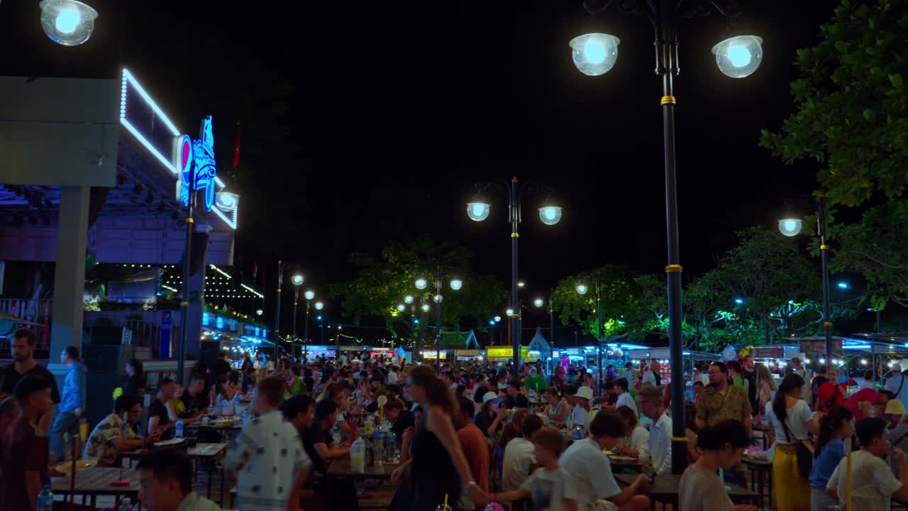 Night food market, crowded people, togetherness Luang Prabang
