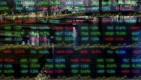 Animation-of-financial-data-processing-over-cityscape