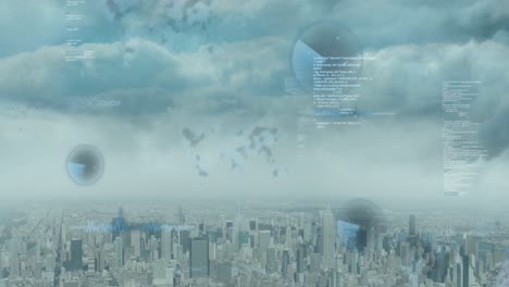 animación del procesamiento de datos sobre el paisaje urbano