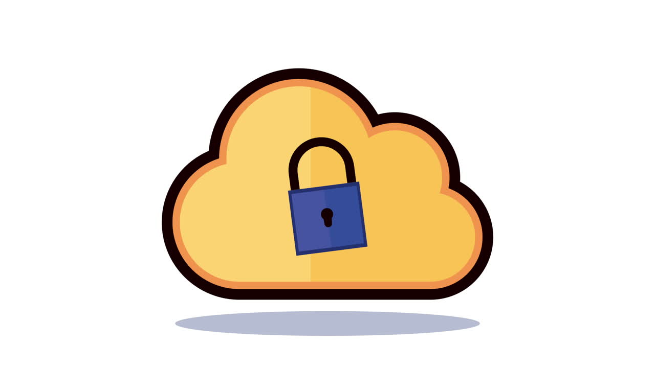 cloud computing with padlock animation