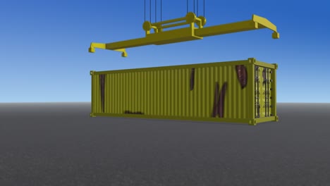 bucle de contenedores de transporte amarillos y oxidados
