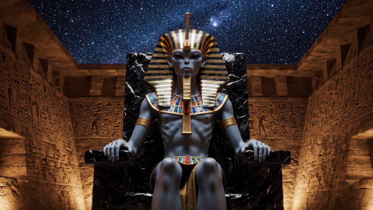 Alien Pharaoh on Throne