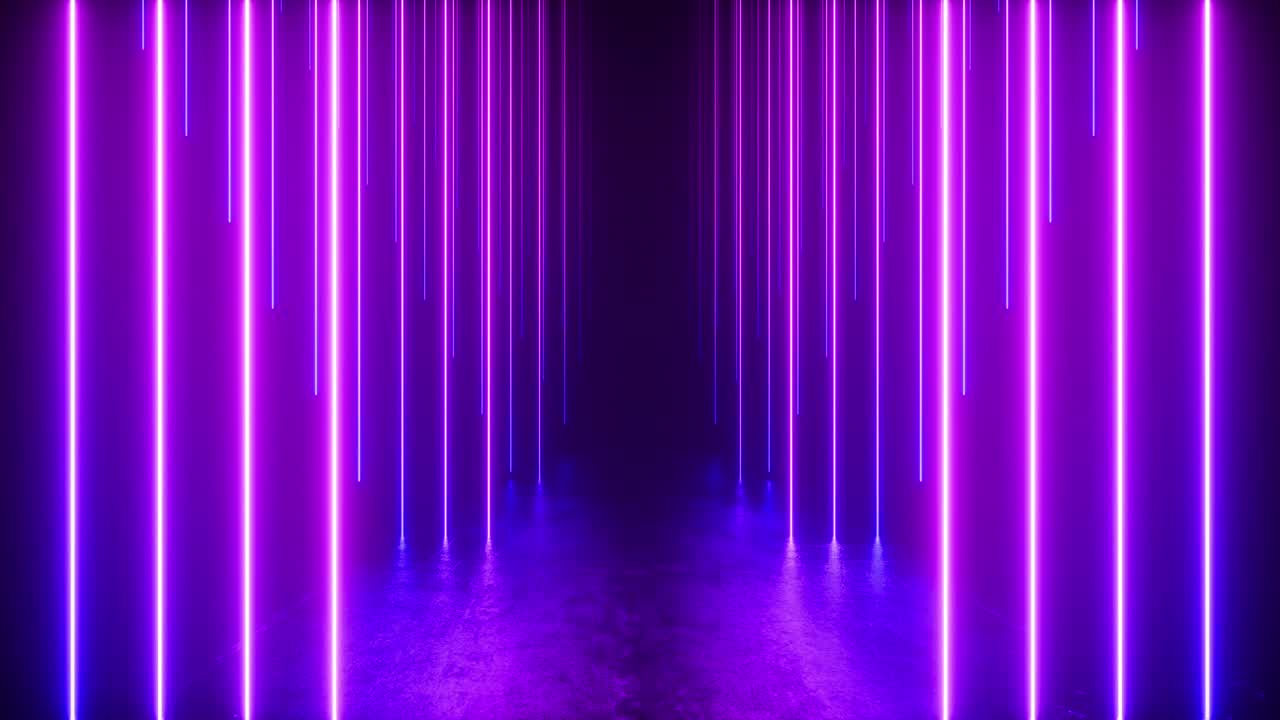 corredor sin fin con líneas de neón que tienden hacia abajo