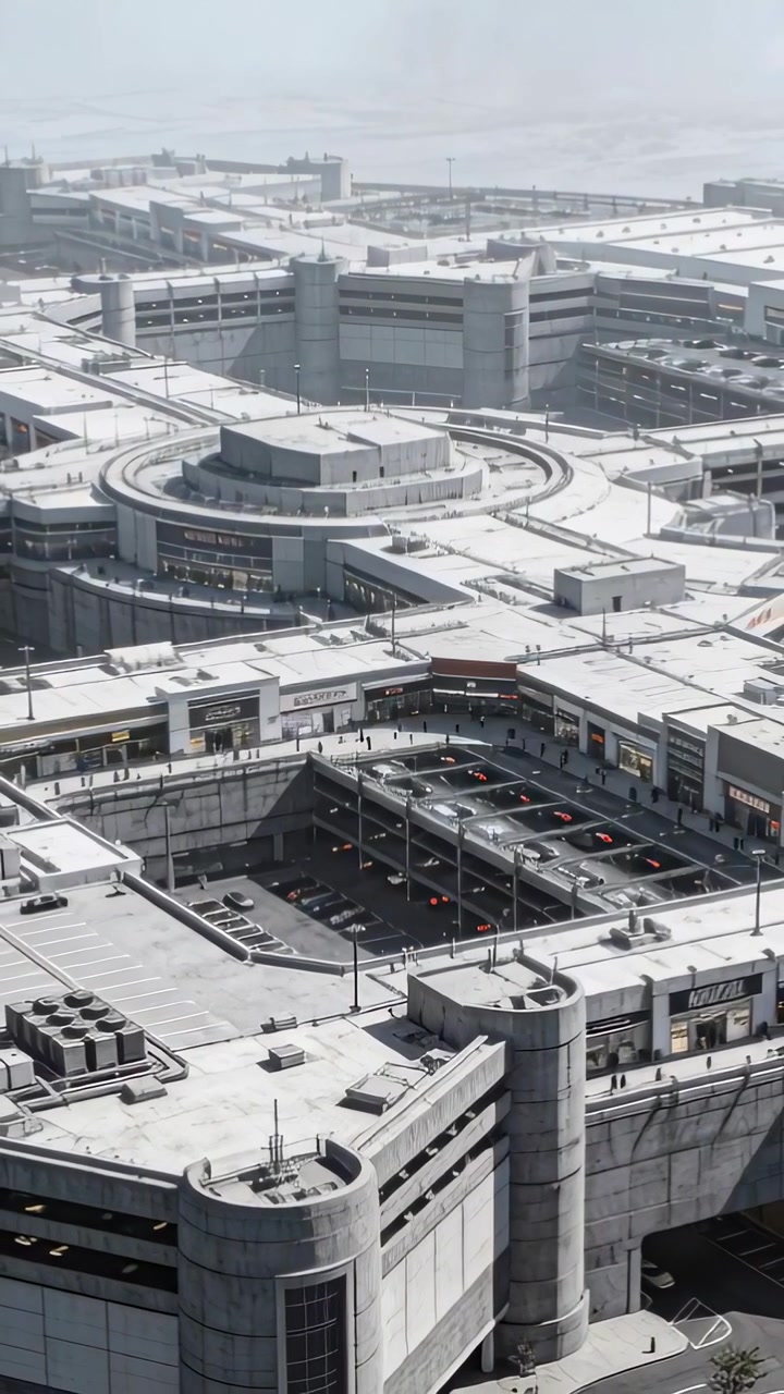 Vertical video: Panning camera capturing terminal and parking at airport, documenting circulation