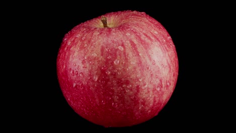 girar 360 grados de una manzana roja madura sobre un fondo negro.