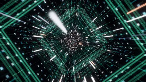 abstract digital art of a glowing tunnel of data