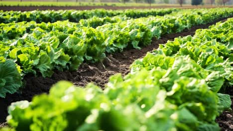 rows of lettuce crops in a field