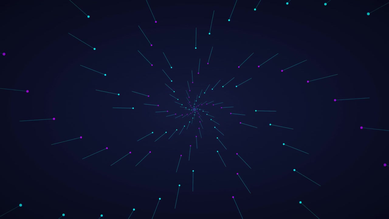 Abstract Motion Background with Rotating Spiral of Glowing Particles