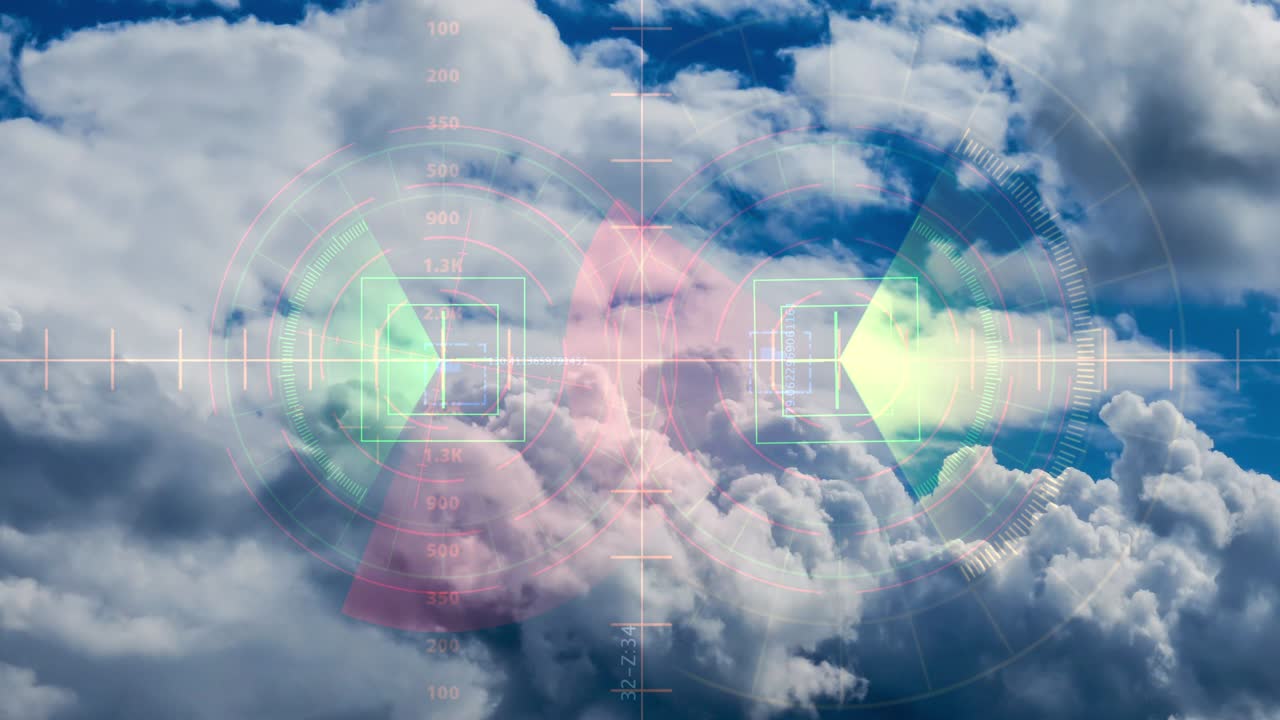 적의 목표물을 위해 하늘을 검색하는 군사 방공 레이더 장비 - 원활한 루핑