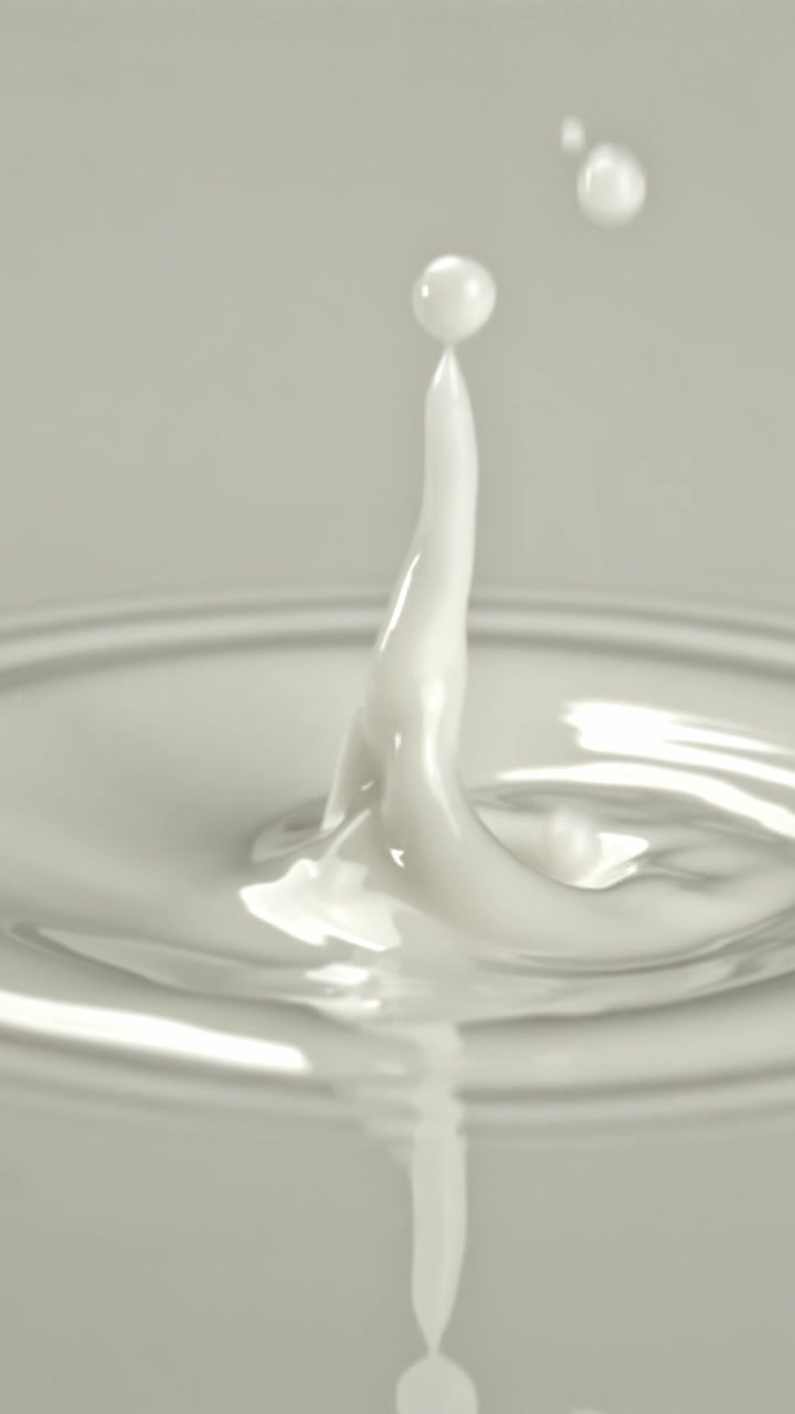 Slow Motion Milk Drop Splashing on Liquid Surface