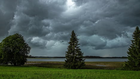 time lapse of dense storm clouds moving together