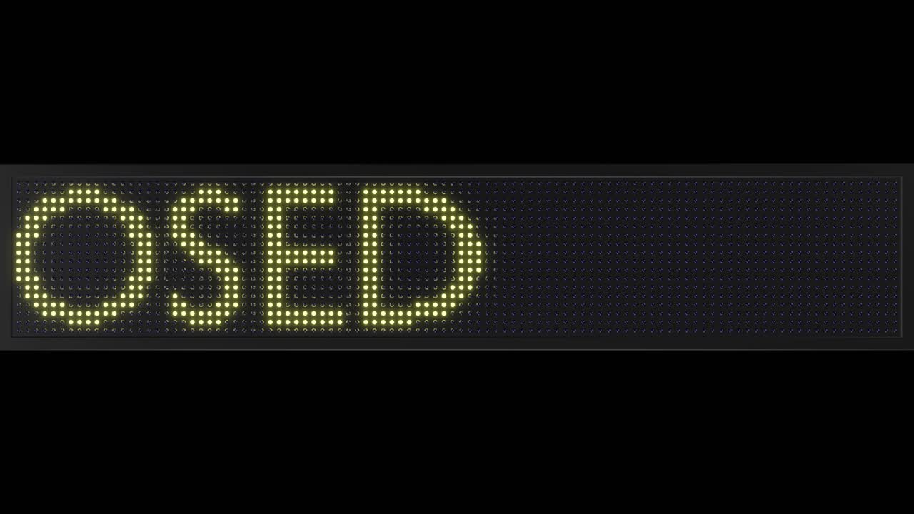 signo led cerrado de desplazamiento vintage con un marco negro y un fondo transparente