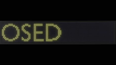 signo led cerrado de desplazamiento vintage con un marco negro y un fondo transparente