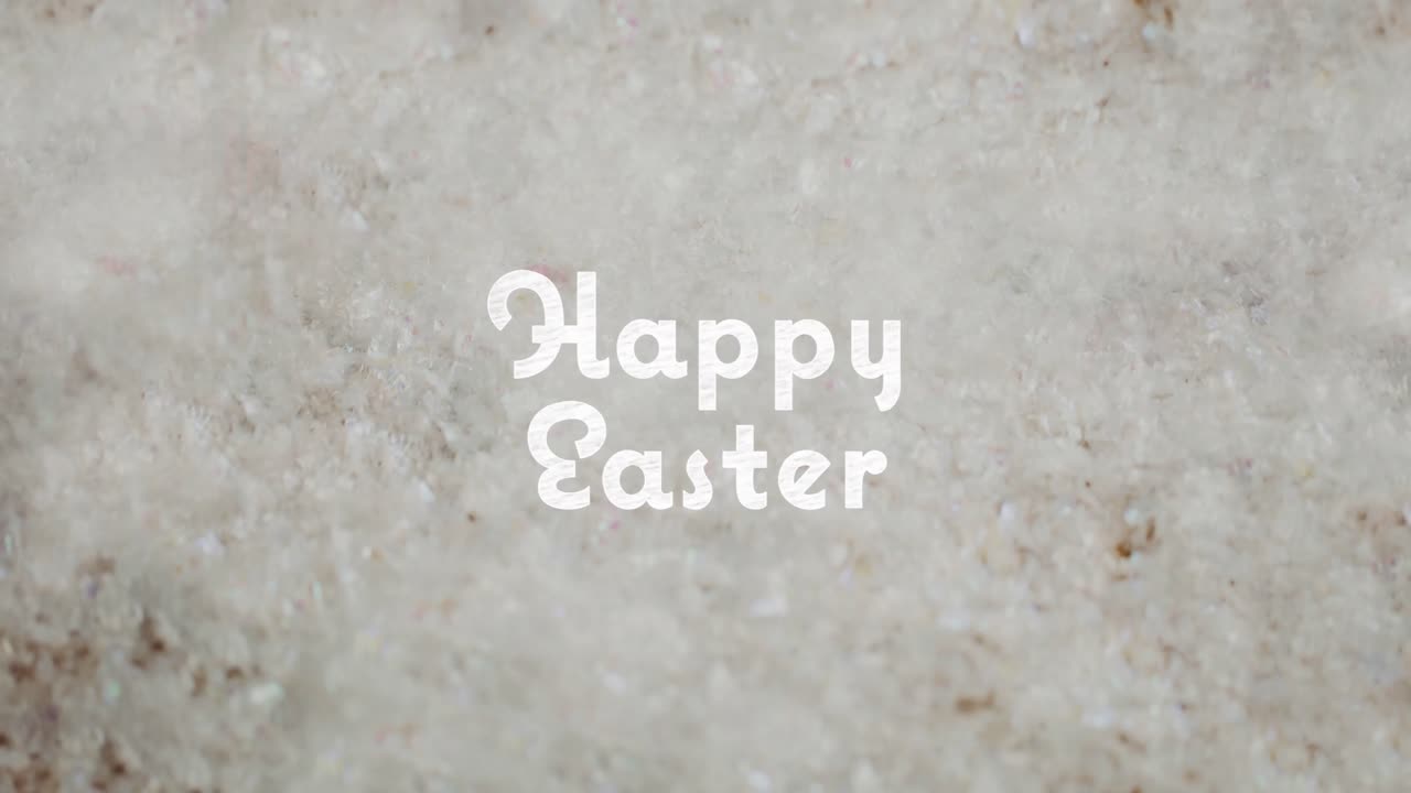 Animation of happy easter text over gray background