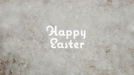 animation of happy easter text over gray background