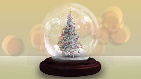 animación de la nieve cayendo sobre la bola de nieve de navidad