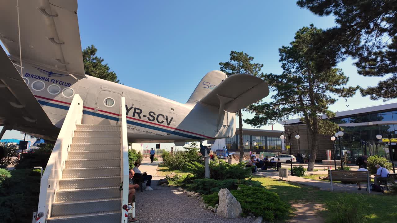 Vintage Biplane Aircraft on Display Outdoors at Bucovina Fly Club