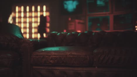 sci fi futuristic interior with neon lights