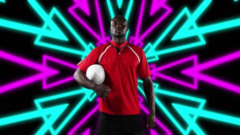 animación de un jugador de fútbol americano afroamericano con formas de pelota