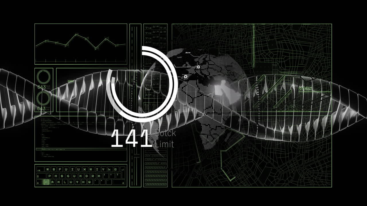 인간의 뇌에 대한 dna 줄무의 애니메이션과 데이터 처리