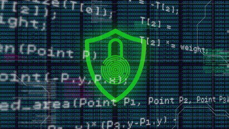 Security padlock icon against data processing