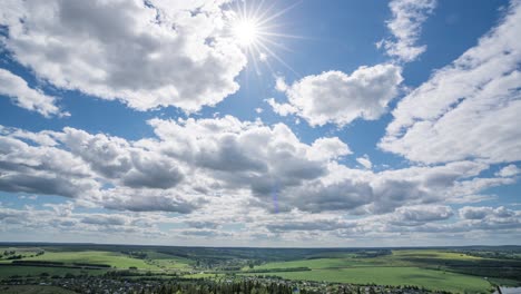 blue sky white clouds background timelapse. beautiful weather at cloudy heaven. beauty of bright color, light in summer nature. abstract fluffy, puffy cloudscape in air time lapse. video loop