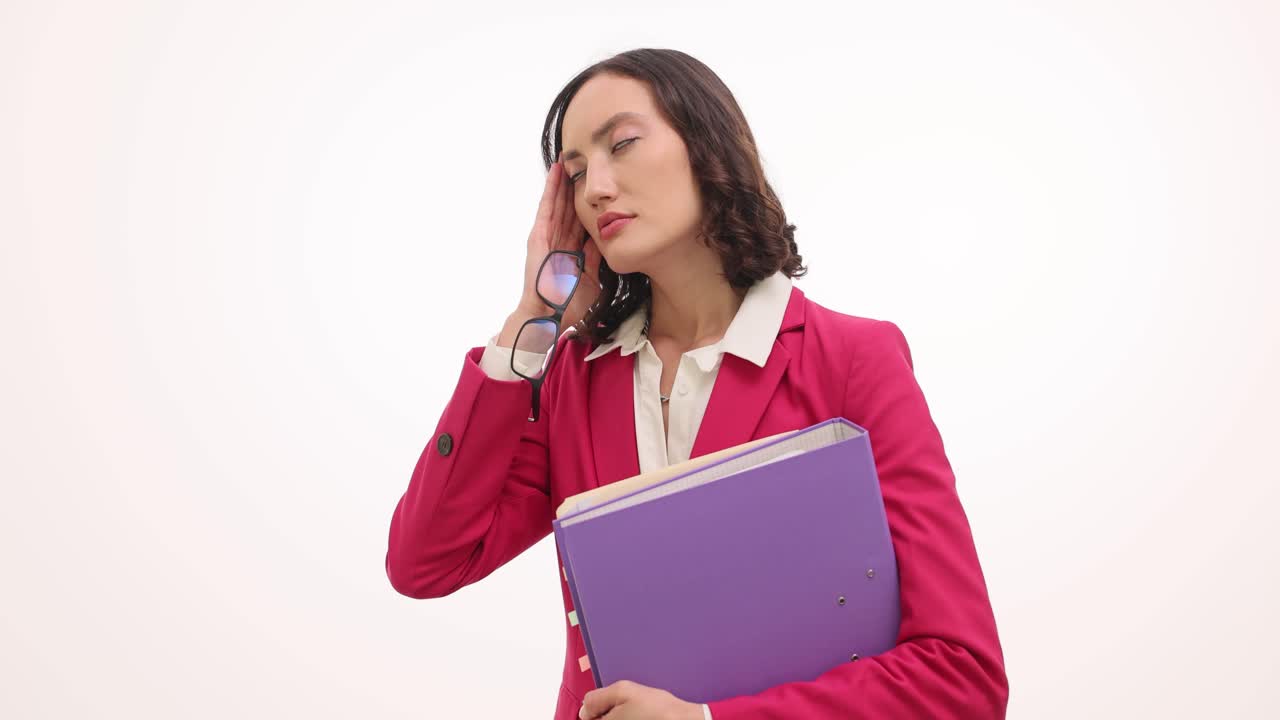Professional Businesswoman with Folder and Glasses