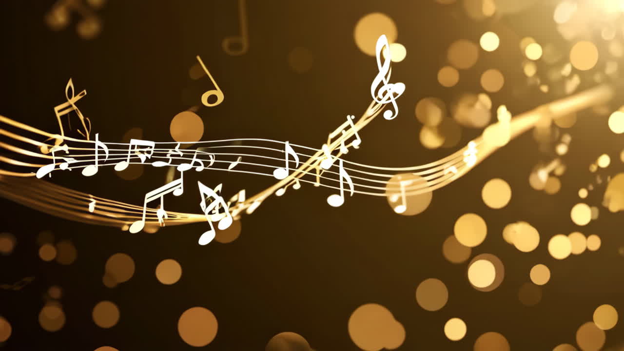 notas de música doradas en el fondo