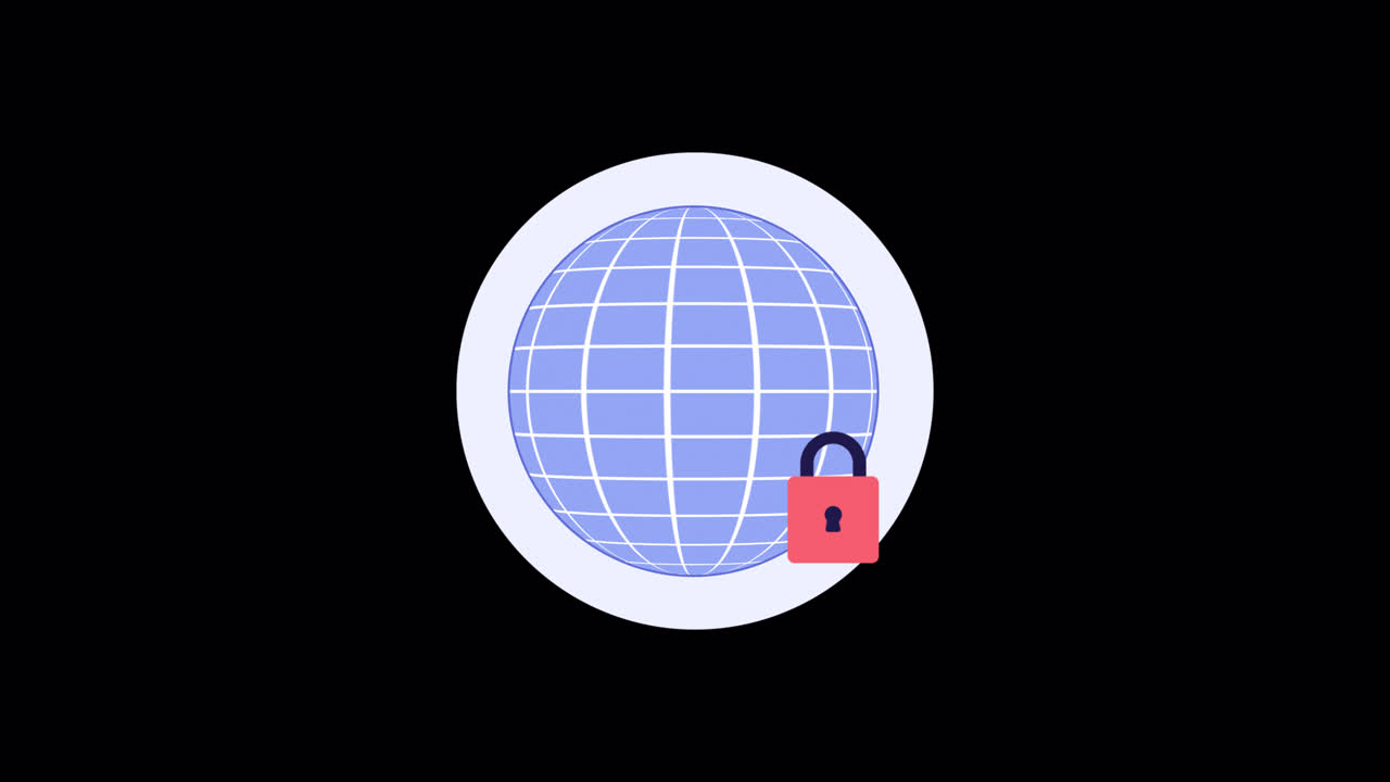 Globe animé avec icône de cadenas de verrouillage et de déverrouillage