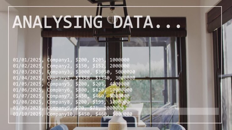 Animation of data processing over house interior
