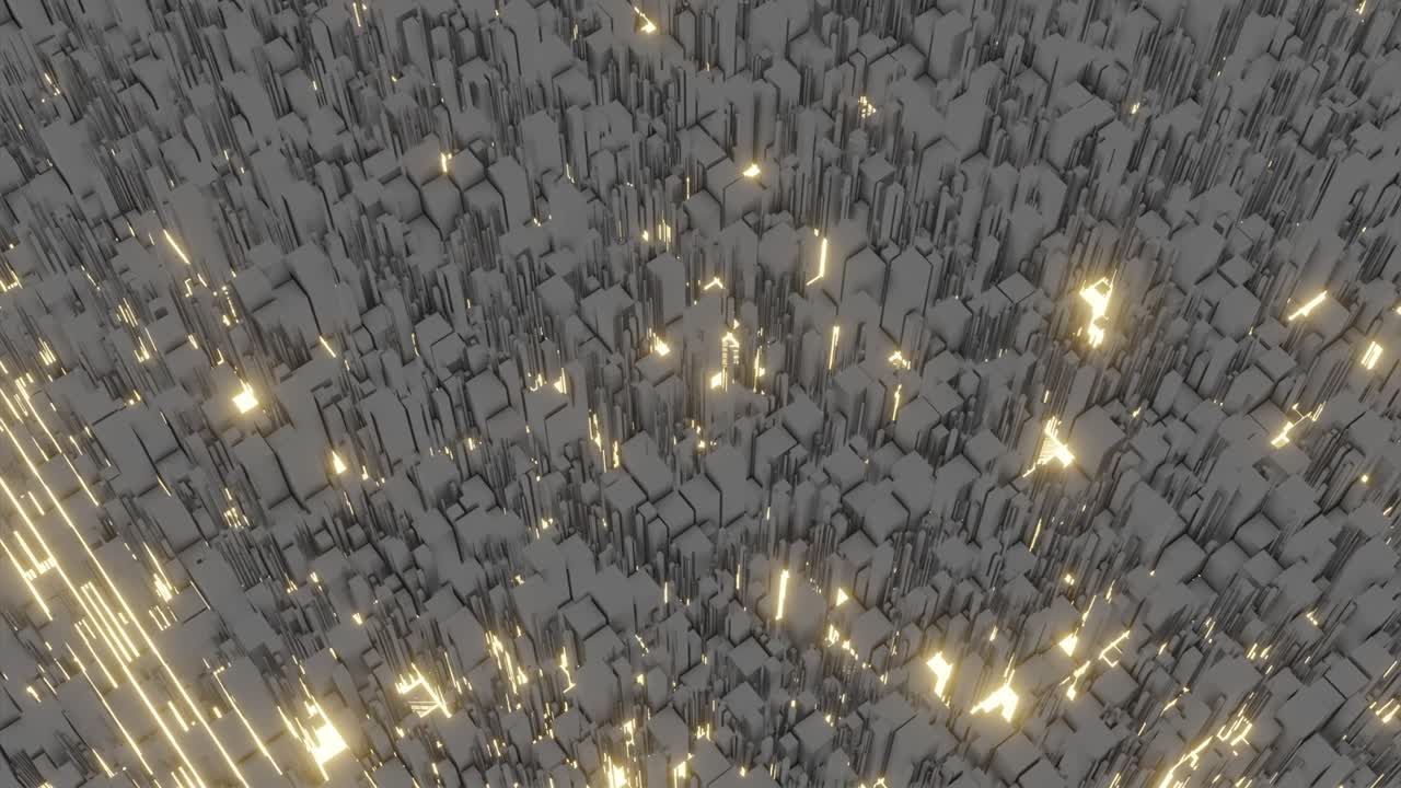 추상적인 3d 도시 풍경과 반이는 불빛