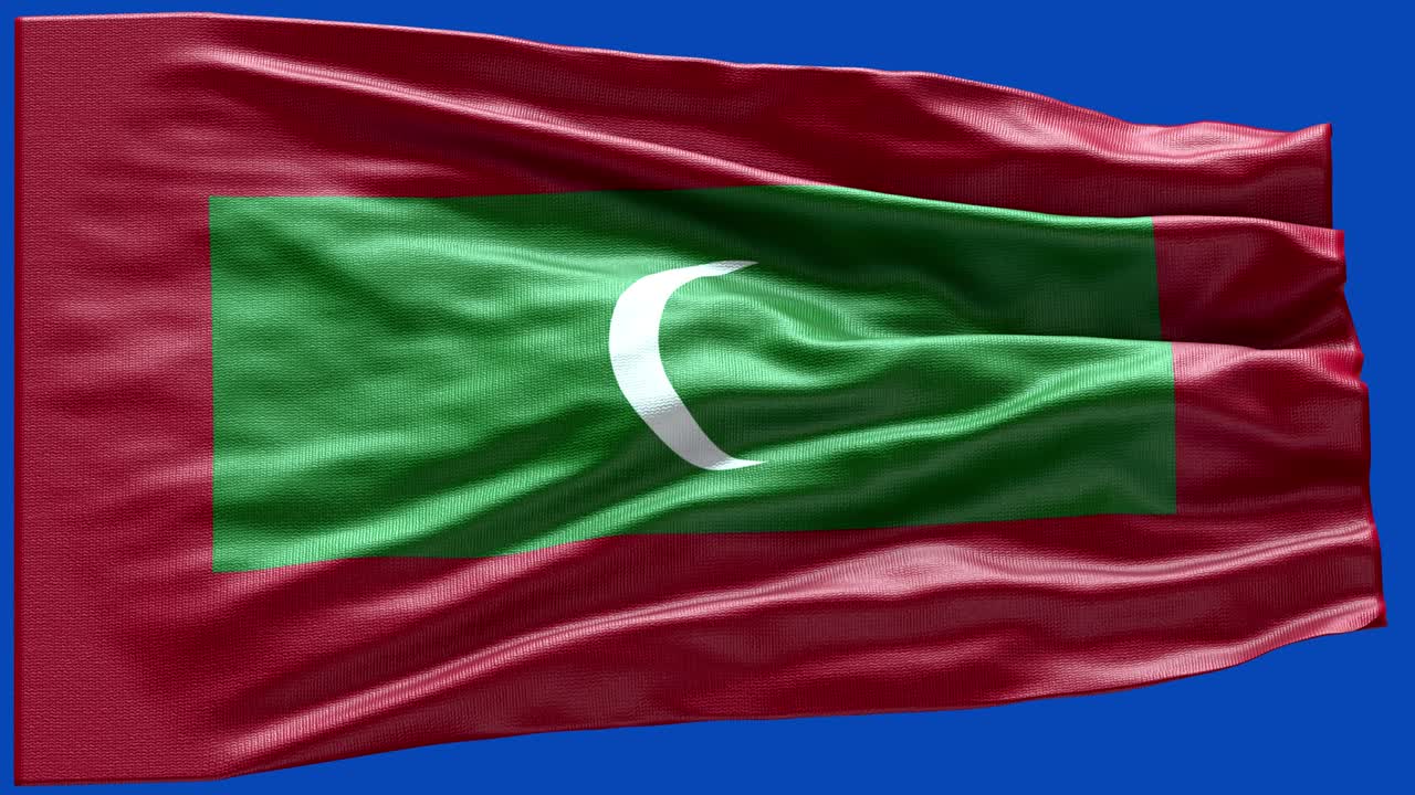 4k Meget detaljeret flag fra Maldiverne - Maldivernes flag høj detalje - Nationalflag Maldiverne bølge mønster loopbare elementer
