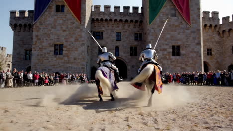 knights jousting in a medieval tournament