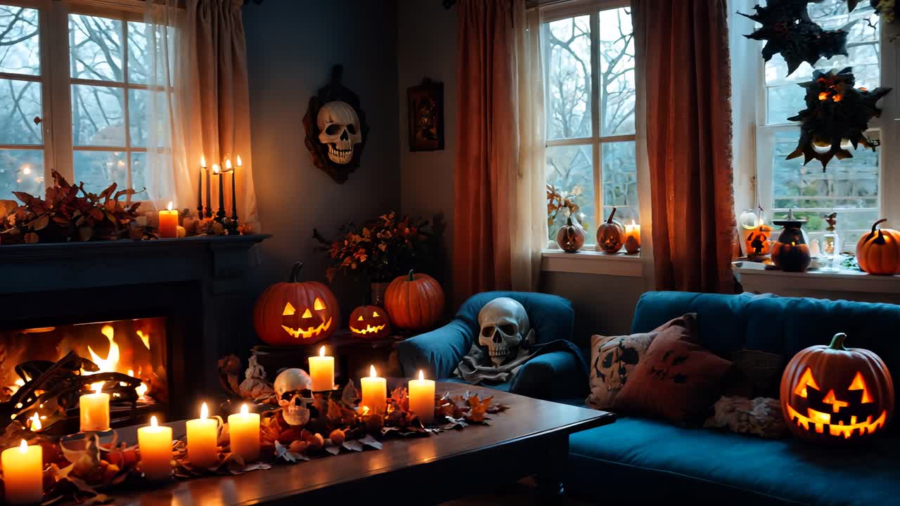 공포스러운 할로윈 거실 장식