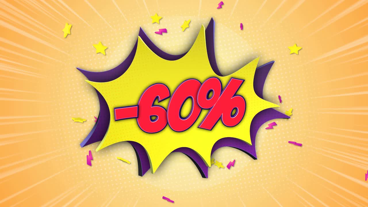 -60% de descuento en animación de texto cómico y burbuja de habla, con alfa mate, bucle, 4k