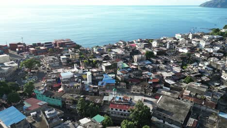 drone approaching the minaret tower prayer in anjouan island in comoros archipelago indian ocean africa