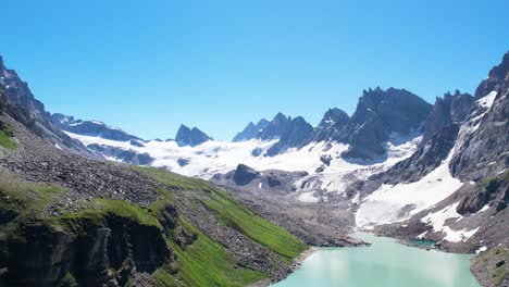 aerial of chitta katha lake, neelum valley of azad kashmir, pakistan