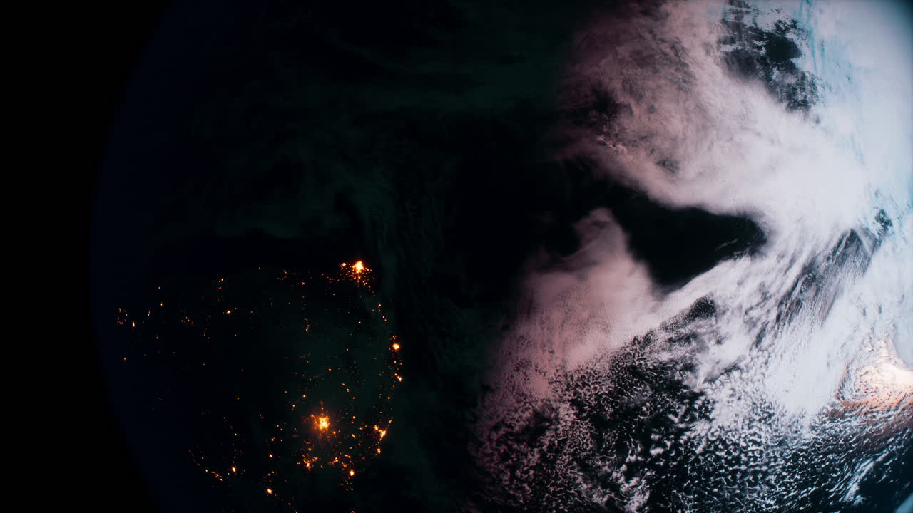 hermosa vista espacial de la tierra con la formación de nubes