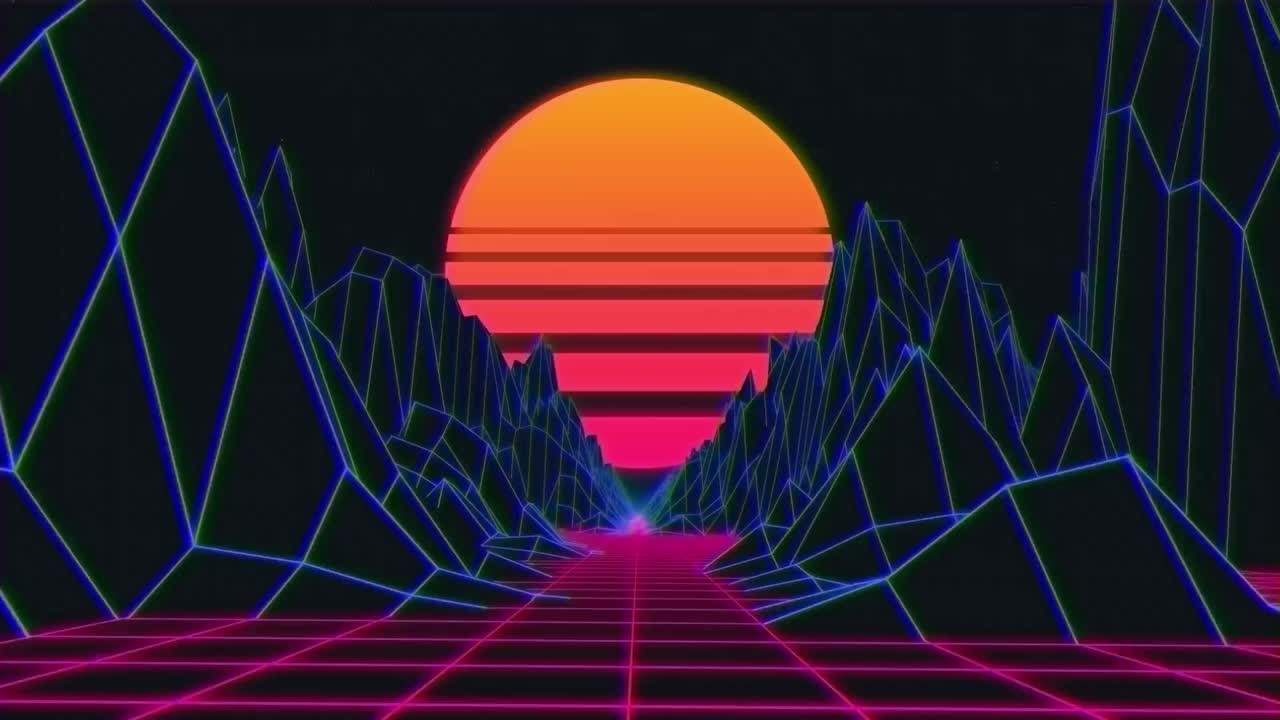 animación de círculos a rayas multicolores sobre el mapa de las montañas