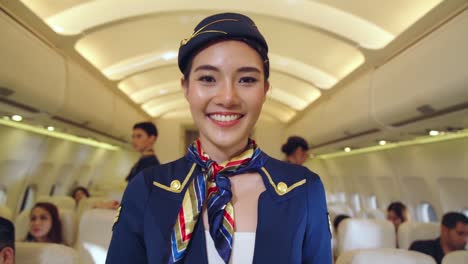 Kabinenpersonal-Oder-Stewardess,-Die-Im-Flugzeug-Arbeitet