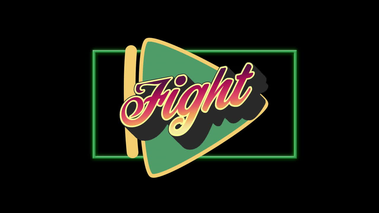 Bold colors and geometric shapes creating retro-style animation on black background