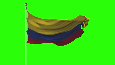 colombia national flag waving on green screen. chroma key animation. colombian politics illustration