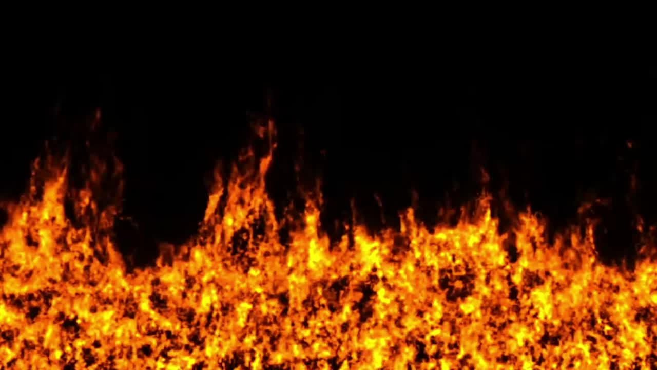 Animation orange flame shine isolate on green background